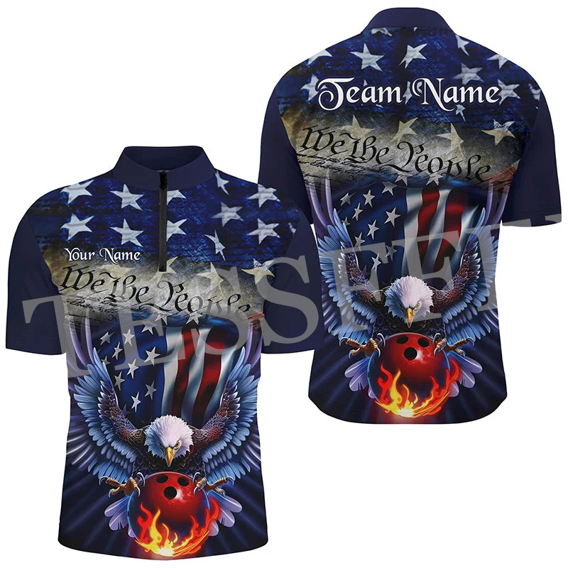 Short Sleeve Bowling Shirt Retro - Nome personalizado Zip Polo Jersey Camisas,