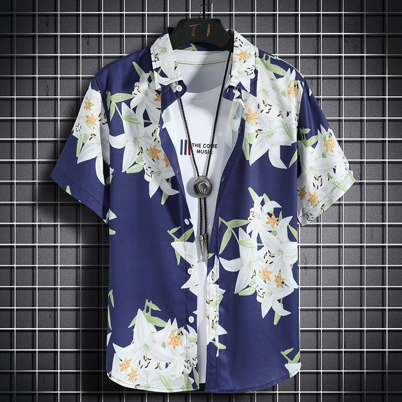Vintage Hawaiian Floral Shirt - Camisas havaianas de praia masculinas, camisas