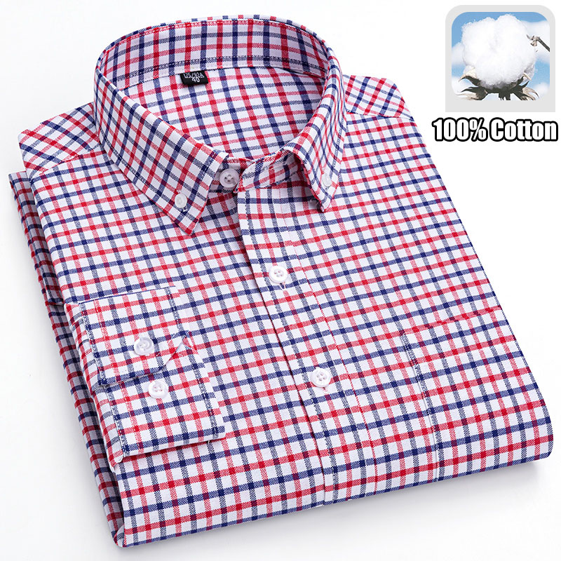 Oxford Cotton Casual Shirt Business - 100% algodão respirável masculino oxford manga