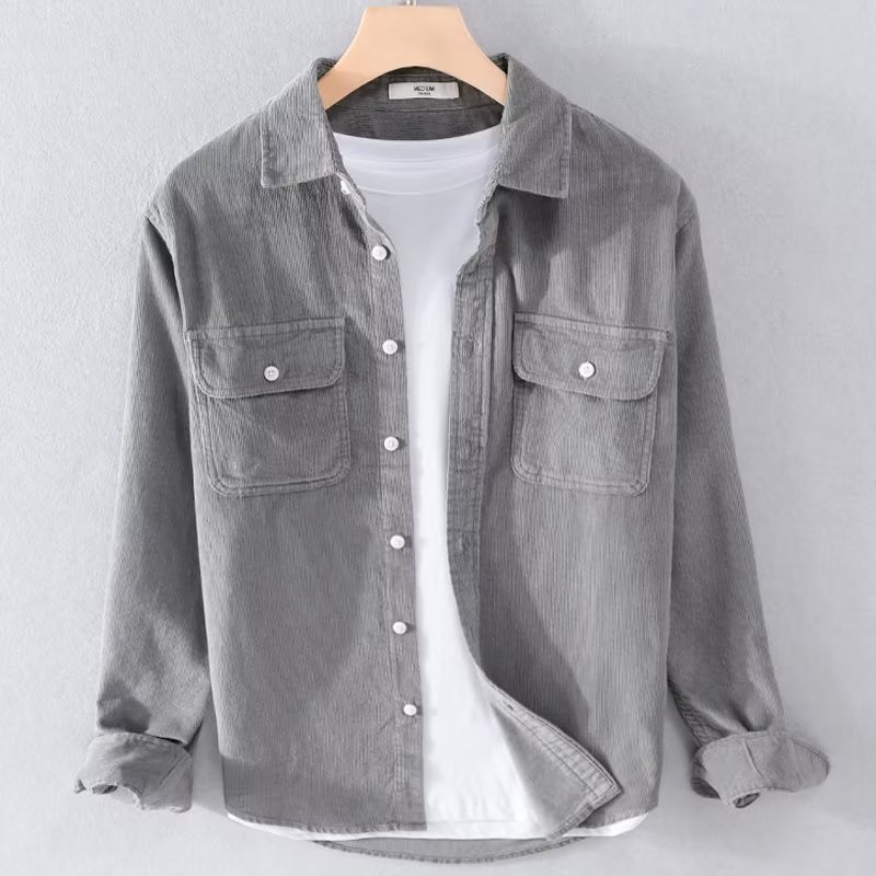 Corduroy Button Up Shirt Men - Camisa de veludo para homem, de