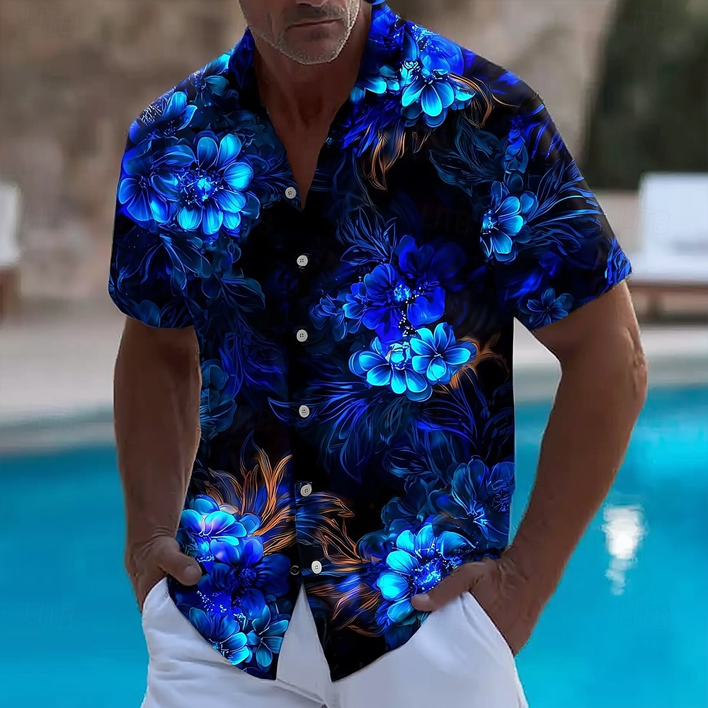 Camisa havaiana masculina com  - Vintage Hawaiian Floral Shirt avaliação e preço