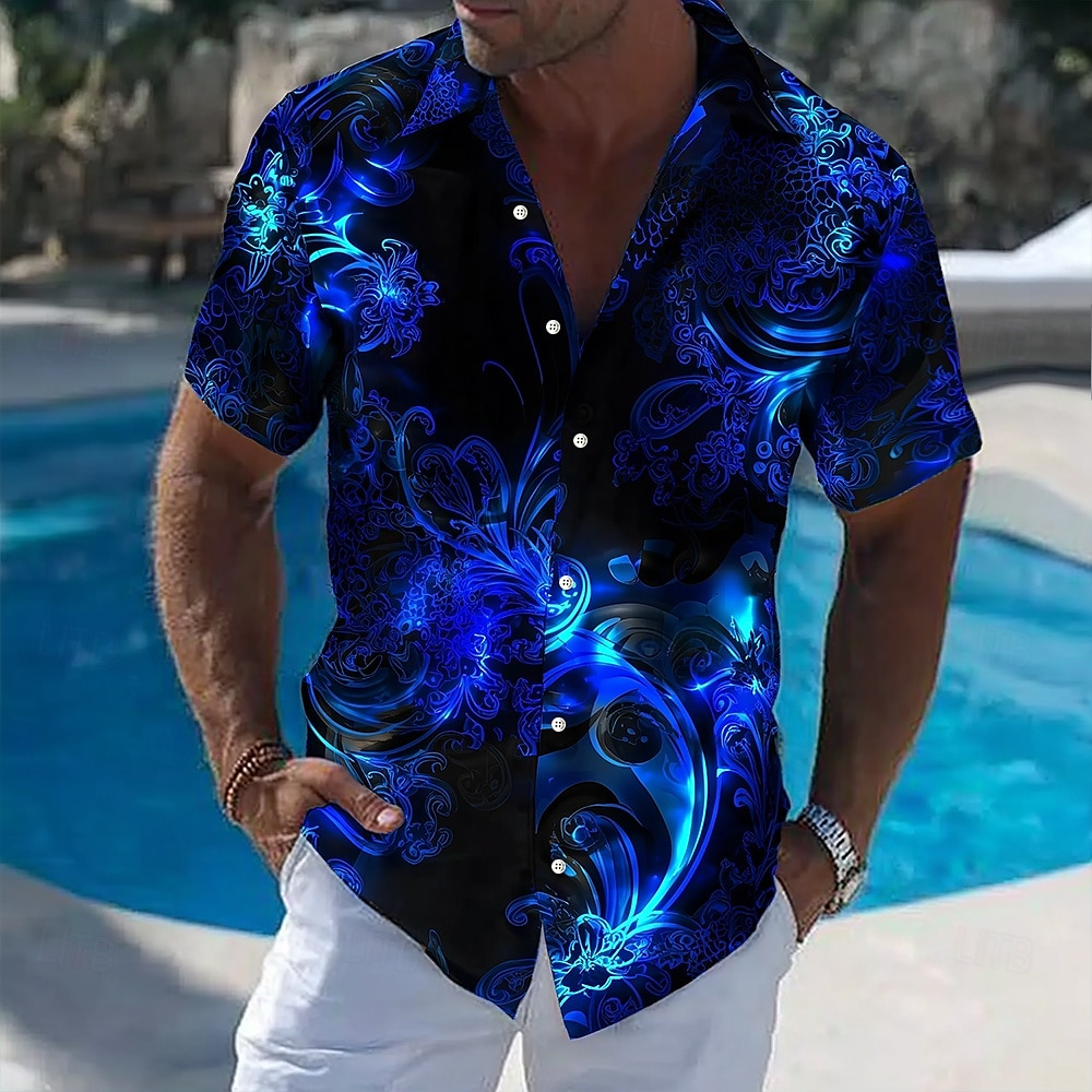 Camisa havaiana masculina com  - Vintage Hawaiian Floral Shirt avaliação e preço
