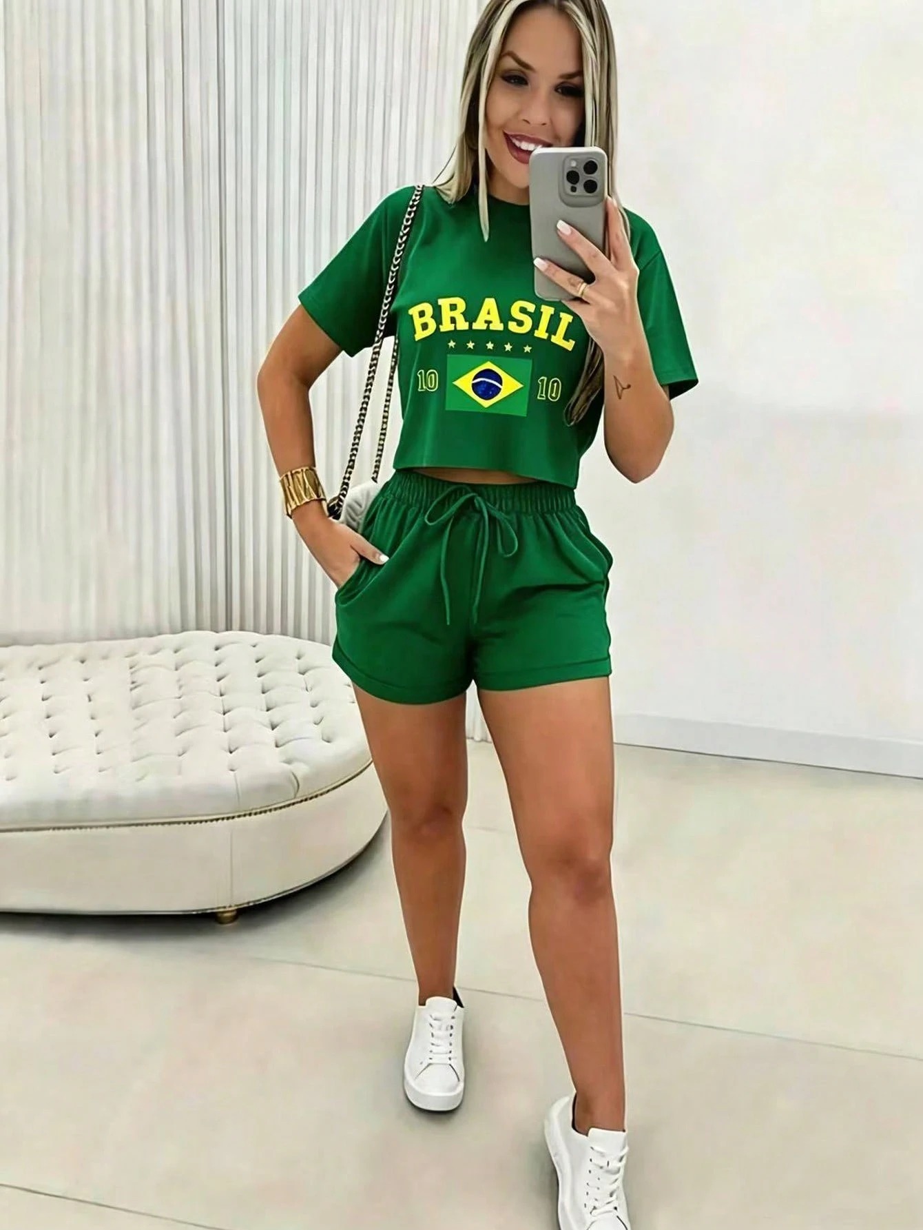 Conjunto Feminino de Manga Cur - T-Shirts avaliação e preço