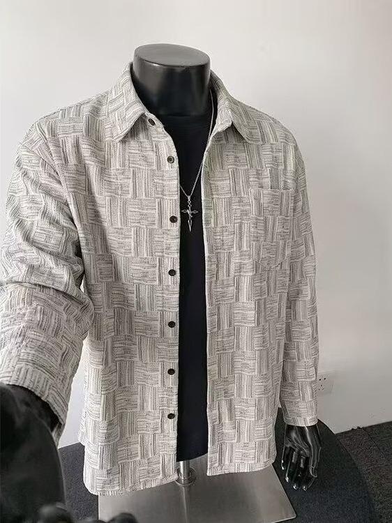 Camisa Casual Solta de Manga L - Corduroy Button Up Shirt Men avaliação e preço