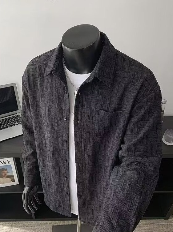 Camisa Casual Solta de Manga L - Corduroy Button Up Shirt Men avaliação e preço