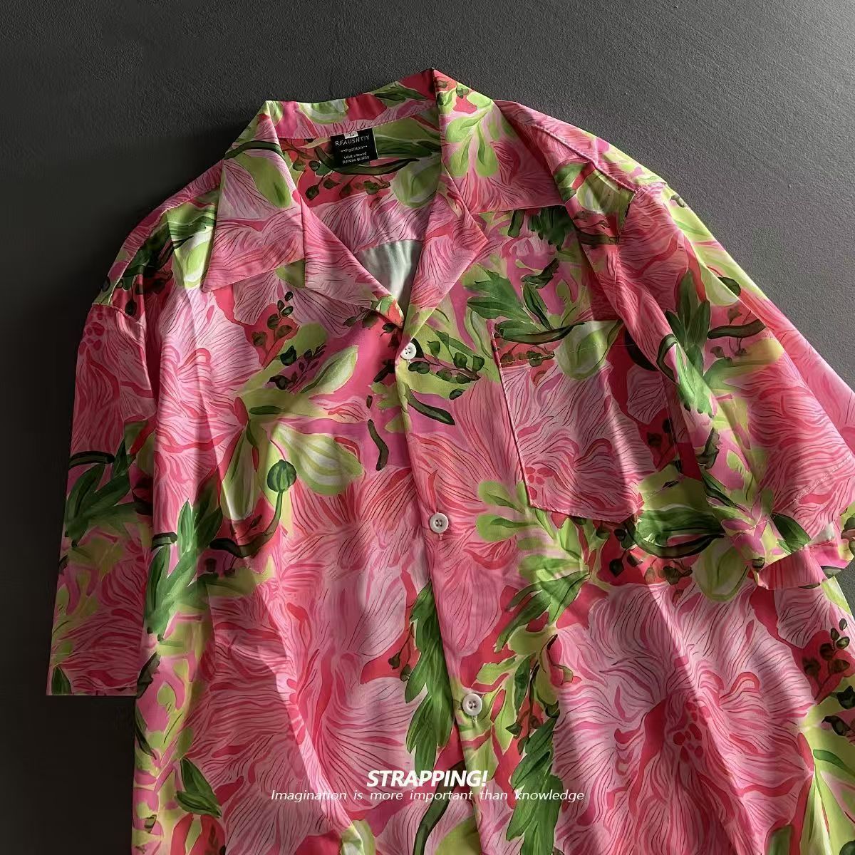Rosa graffiti floral gola cuba - Vintage Hawaiian Floral Shirt avaliação e preço