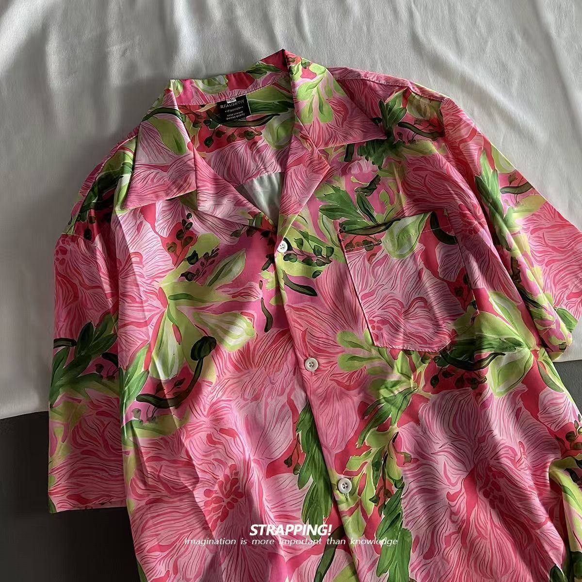 Rosa graffiti floral gola cuba - Vintage Hawaiian Floral Shirt avaliação e preço