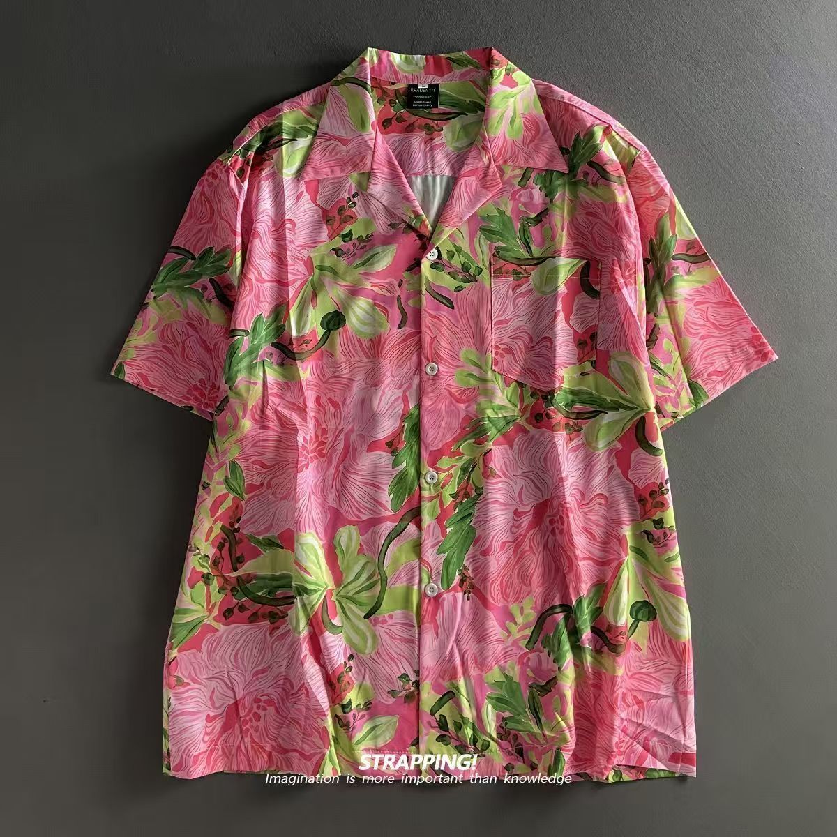 Rosa graffiti floral gola cuba - Vintage Hawaiian Floral Shirt avaliação e preço