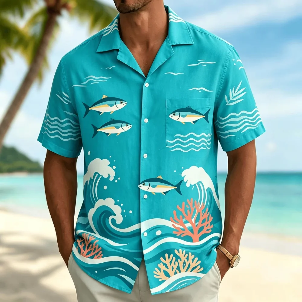 Camisa masculina de manga curt - Vintage Hawaiian Floral Shirt avaliação e preço