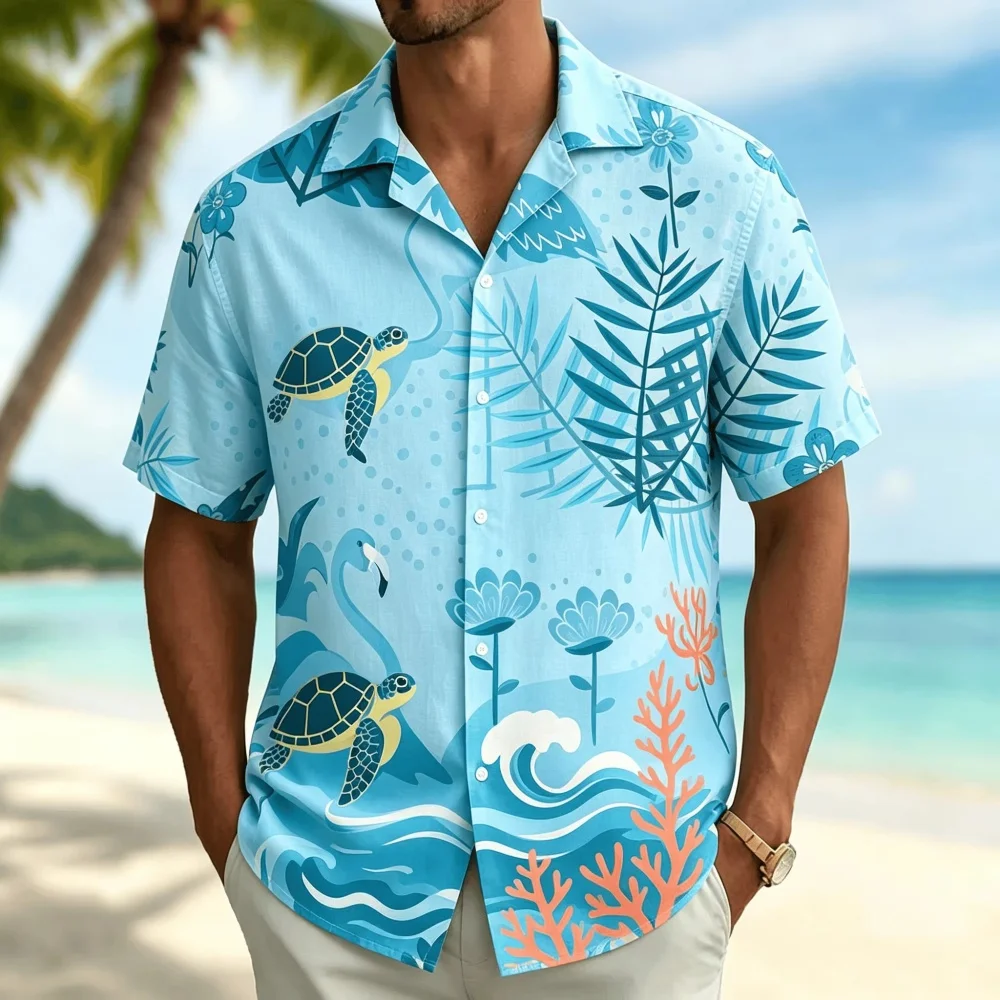 Camisa masculina de manga curt - Vintage Hawaiian Floral Shirt avaliação e preço