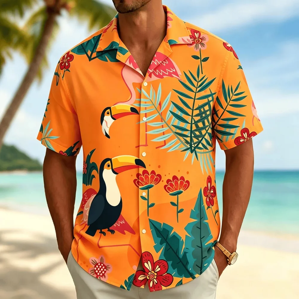 Camisa masculina de manga curt - Vintage Hawaiian Floral Shirt avaliação e preço